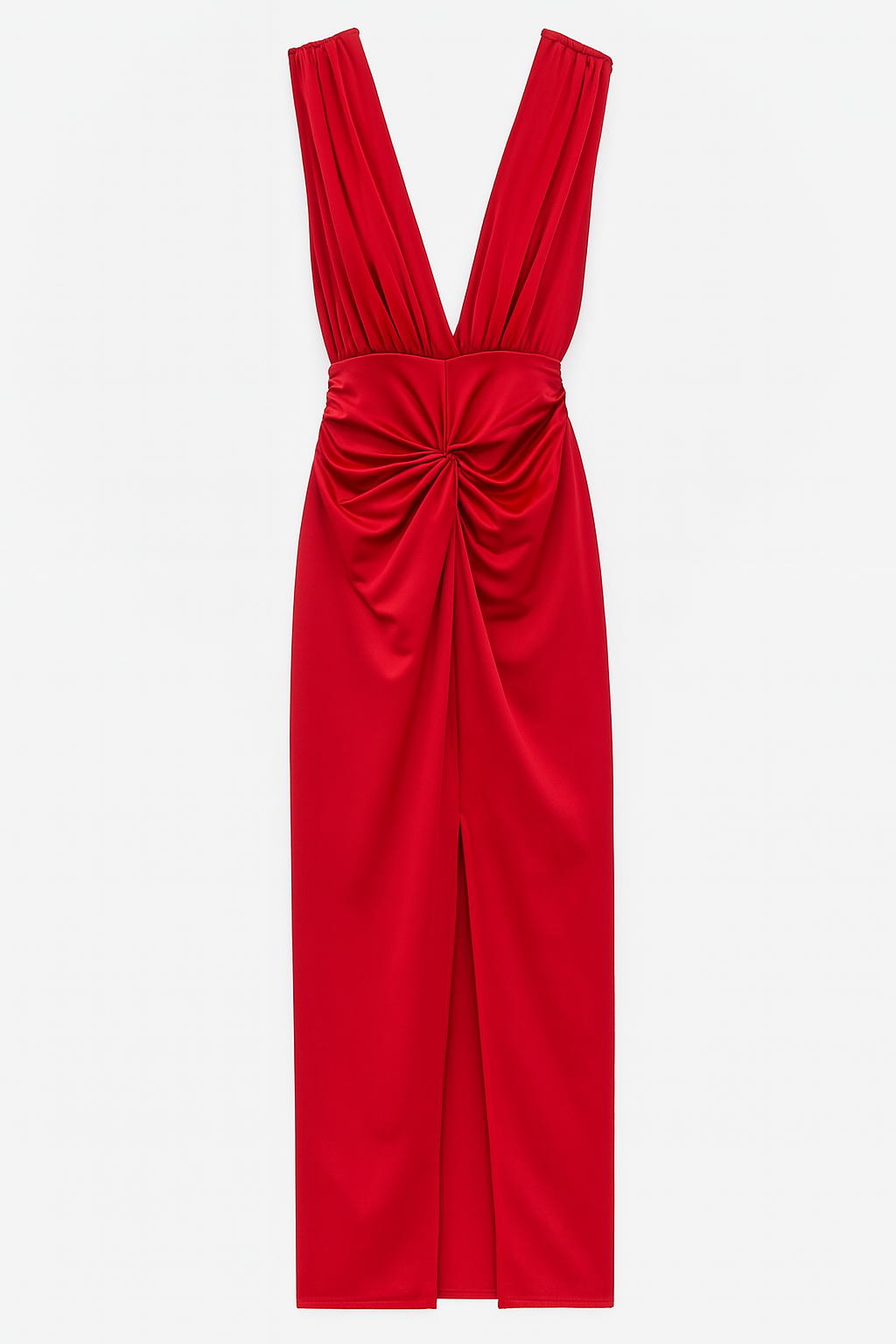 VESTIDO CERIMÓNIA COM DECOTE E RACHA