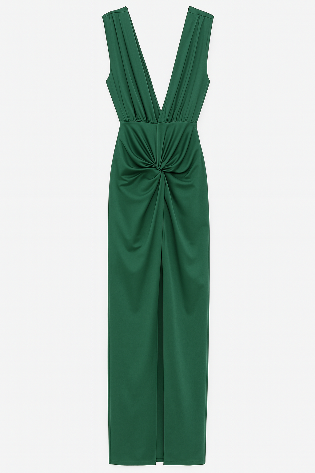 VESTIDO CERIMÓNIA COM DECOTE E RACHA